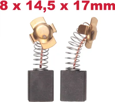 Produktbild von 2x Motorkohlen / Kohlebürsten / Schleifkohlen 8 x 14,5 x 17 mm für viele Elektrowerkzeuge wie DWT WS-230 TT Blaukraft BOF 1850 Winkelschleifer