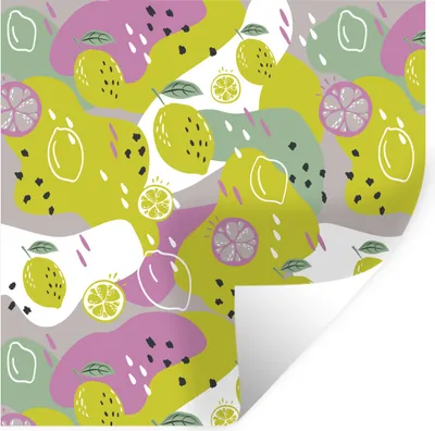 Produktbild von MuchoWow® Wandtattoo Wandsticker Wandaufkleber Sommer - Zitronen - Flecken 80x80 cm Selbstklebend und Repositionierbar - Wierderverwendbar - Selbstklebend