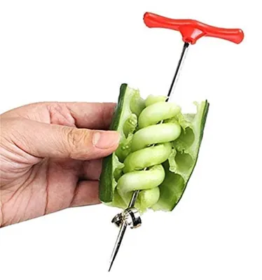 Productafbeelding van Knoflookpers voor het maken van golvende en spiraalvormige sneden - Handmatig keukenaccessoire voor het decoreren van fruit en groenten
