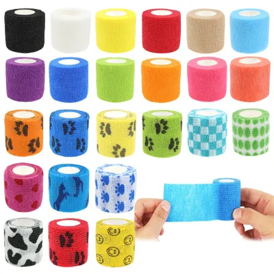 24 bunte Vet-Wrap-Bandagen für Hunde, selbstklebend