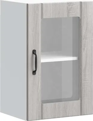 Image de vidaXL Armoire de cuisine suspendue avec porte en verre Lucca Gris Sonoma