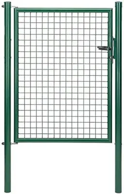 Produktbild von Alberts Gartentor, grün, 100x125 cm, Pfosten 60 mm, zum Einbetonieren, Wellengitter Einzeltor, inkl. Zubehör, Stahl, für Zaun- & Industrieanwendungen, Maschendraht- & Fix-Clip Pro® Zäune