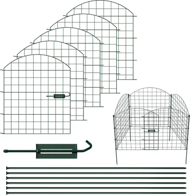 Produktbild von Faziango 10X Teichzaun Metallzaun Zaunelementen Unterbogen Garden Gartenzaun Gartentor Zaun Oberbogen Grün