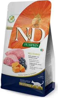 Image de Croquettes pour chats stérilisés FARMINA N&D Pumpkin Agneau et Myrtille pour adultes - 1,5 kg