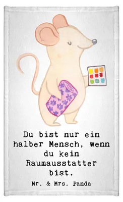 Produktbild von Mr. & Mrs. Panda Handtuch Raumausstatter Herz - Weiß - Geschenk, Gäste-WC, Mini-Handtuch, Baumwollhandtuch, Motiv, Klein