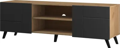 Productafbeelding van TV-kast Diverse DV2 dressoir 160x62x42 cm. Gefreesde voorkant, 2 deuren. TV-meubel Craft, eikenhout/zwart, model 1