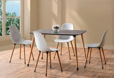 Produktbild von Esszimmer Set Weiß Hochwertig Garnitur Tisch 4x Stühle Design Modern Möbel