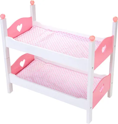 Produktbild von poschodová posteľ pre bábiky 50,5 x 27,5 x 43 cm drevo biela/ružová
