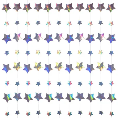 3er-Set Sternengirlande, glitzernd, Papier, 4 m, gold, doppelseitig