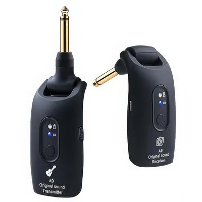 Produktbild von 2.4GHz Wireless Gitarrensender & Empf?nger Set, 30m Reichweite, 270¡ã drehbarer 6,35mm-Stecker, 4h Akkulaufzeit ,Schwarz