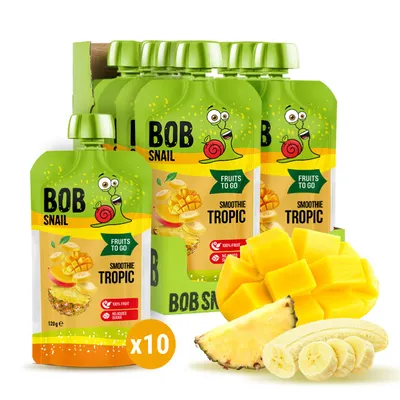 Produktbild von Bob Snail Quetschie Frucht Smoothie Banane Ananas Mango 10x120g