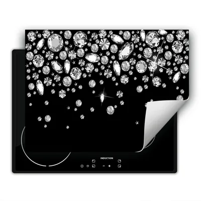 Produktbild von DarHaus Herdabdeckplatte 80x52 cm Anti Rutsch Matte Aufrollbar, schwarz - Diamanten