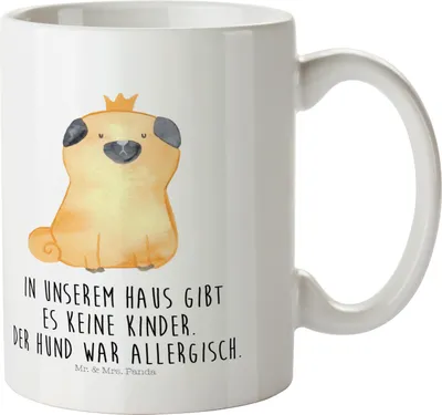 Produktbild von Mr. & Mrs. Panda Plastikbecher Mops Krone - Weiß - Geschenk, Kinderbecher, Königlich, Hund, Haha, Pott, Haferl, Lustig, Kindertasse, Sprüche, Trinklernbecher, Allergisch