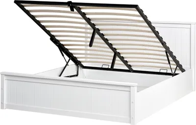 Obrázek produktu pro BELIANI Postel bílá borovicové dřevo 160 x 200 cm s čelem úložný prostor minimalistický skandinávský styl ložnice