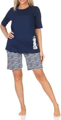 Obrázok produktu pre Dámske pyžamo Normann s krátkymi rukávmi v námorníckom vzhľade - aj vo veľkostiach plus ; navy1 , 44