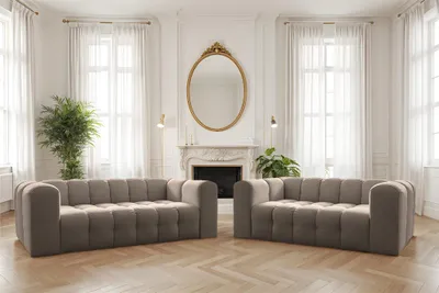 Produktbild von Sofaset Designersofa SOLVIE 2-3 in Stoff Tiffani Taupe
