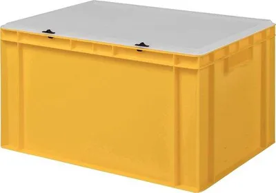Obrázek produktu pro Plastová bedna, žlutá, 60 x 40 x 33 cm, s průhledným víkem