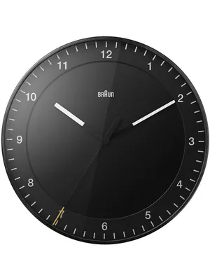 A black analog wall clock with white hands and hour markers.