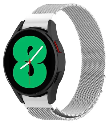 Produktbild von By Qubix Milanaise-Armband (runder Verbinder) - Silber - passend für Samsung Galaxy Watch 5 (Pro) - 40 mm / 44 mm / 45 mm