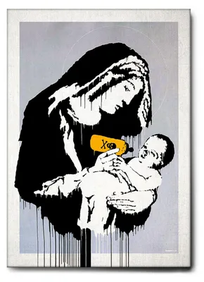 Zdjęcie produktu dla Giallobus - Dziewica Maryja - Banksy - 50D x 70S cm - Obraz - Standaard frame canvas