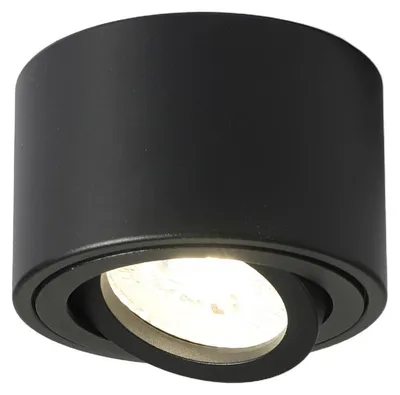 Produktbild von Aufbaustrahler extra flach schwenkbar Genius 60501 rund schwarz – 50 mm Höhe, 230V
