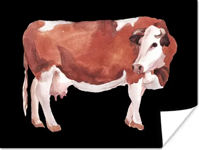 Produktbild von MuchoWow® Poster Kuh - Zeichnung - Schwarz 120x90 cm - Wandbild