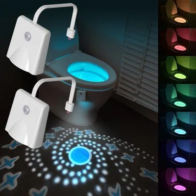 Zdjęcie produktu dla Lampki nocne LED do toalety, czujnik ruchu, projekcja LED, z możliwością ładowania, lampki do toalety, akcesoria łazienkowe