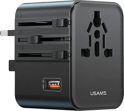 Produktbild von Usams Reise-Ladegerät Adapter Cc309 2Xusb-C 25W 4W1 Us/Au/Eu/Uk Schwarz