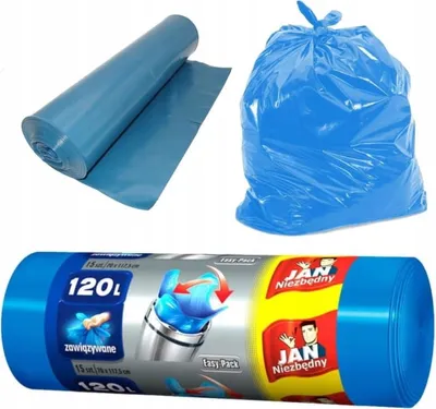 Productafbeelding van Jan Niezbędny vuilniszakken, 120 liter, 15 stuks, samengebonden, blauw