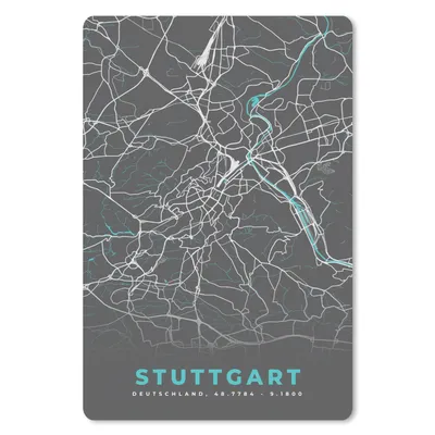 Produktbild von MuchoWow® Mauspad Mousepad Karte - Stuttgart - Blau - Stadtplan - Deutschland 18x27 cm - Mousepads - Maus Mat - Pad - Mausunterlage