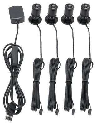 Produktbild von 4PCS Mini Spotlight 90LM USB 360 Grad drehbar Indoor Spot Licht Akzent für Vitrine Schmuck Schrank Veranda