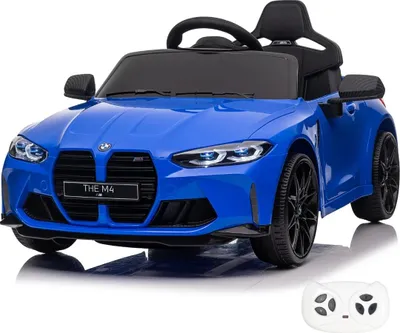 Produktbild von BMW M4 Competition Kinder Elektroauto 12V (1–5 Jahre) – Offiziell Lizenziert, mit Fernbedienung, EVA-Reifen, Bluetooth & Ledersitz – Kinder Elektrofahrzeug – Blau