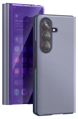 Produktbild von Avizar, Spiegel Klapphülle für Galaxy Z Fold8 Ultra Lederoptik mit Ständer, Violett