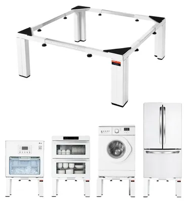 Immagine prodotto di VEVOR Base per lavatrice 305 mm, zoccolo per lavatrice 544 kg, piattaforma regolabile da 475 a 785 mm, piedini antiscivolo, robusto supporto in acciaio per lavatrice, universale, bianco