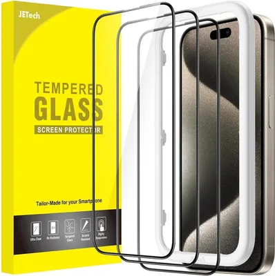 Produktbild von Full Screen Schutzfolie iPhone 15 Pro Max 6,7 Zoll Rand Panzer Glas Displayschutz 3 Stück