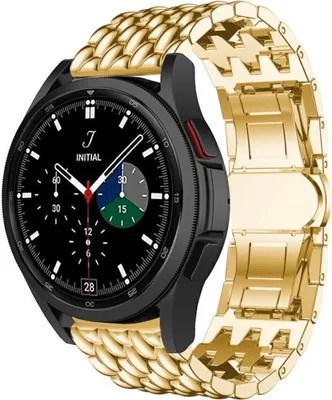 Produktbild von Strap-it Samsung Galaxy Watch 4 Classic 42mm Drachenarmband aus Stahl (Gold)