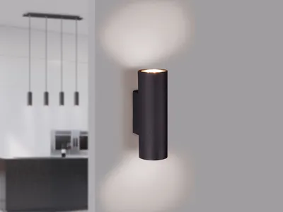 Produktbild von Wandleuchte Up and Down aus Metall Schwarz mit dimmbaren LEDs Strahler für Innen