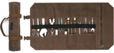 Productafbeelding van Gereedschapstas met rollen, gemaakt van duurzaam, gewaxt zeildoek, grijs, afmetingen 63,5 x 36,5 cm