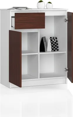 Produktbild von BDW, Kommode 1 Schublade & 2 Türen, 80x99x40 cm, Sideboard, Weiß - Wenge