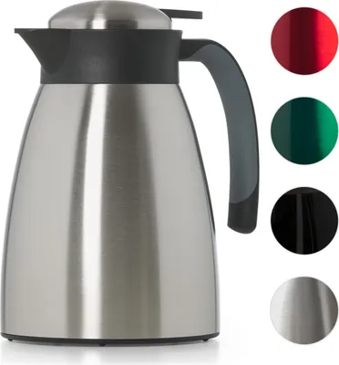 Produktbild von Blumtal Thermoskanne - Bruch- und auslaufsichere, BPA-freie Isolierkanne mit Quick Tip Verschluss - hält Getränke stundenlang warm und kalt,1000ml, Steel - Silber