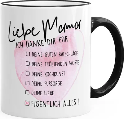 Produktbild von Kaffee-Tasse Muttertag Mama ich danke dir für alles Teetasse Keramiktasse MoonWorks® schwarz unisize