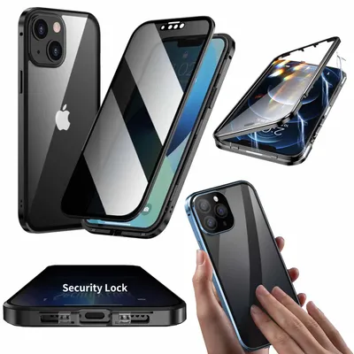 Produktbild von Für Apple iPhone 14 Plus Handy Tasche Beidseitiger Magnet Glas Bumper Privacy