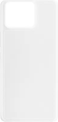 A transparent phone case is shown against a white background.