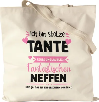 Produktbild von Ich bin stolze Tante Jutebeutel Geschenk Geburtstag Tante Neffe