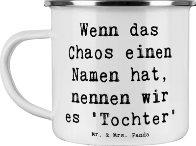 Produktbild von Mr. & Mrs. Panda Pott Spruch Chaos Tochter - Weiß - Geschenk, Reisebecher, Familie, Lächeln, Teetasse, Freude, Familienleben, Kaffeepott, Einfallsreichtum, Eltern, Liebe