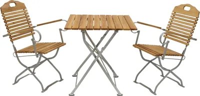 Produktbild von Gartengarnitur 999096F Kurgarten-Garnitur Tisch Stuhl 3-teilig, Flachstahl verzinkt + Robinie