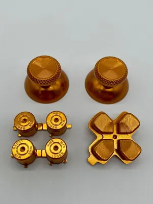Produktbild von PlayStation 5 DualSense PS5 Controller Stick Thumbstick Joystick Kappen Knöpfe Alu Metall: Set Gold
