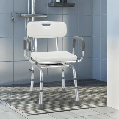 Immagine prodotto di Ikodm Sgabello da bagno Sgabello per doccia Regolabile in altezza Girevole a 360° Sedia da bagno regolabile Ausilio per il bagno Sedia da doccia Seduta da doccia quadrata