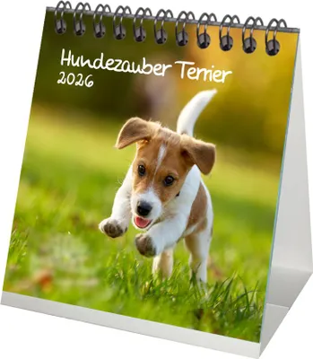 Produktbild von Hundezauber Terrier Tischkalender 10cm x 10cm für 2026 Welpen und Hunde - Seelenzauber