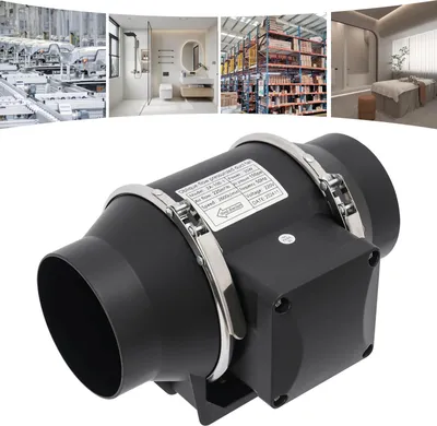Obrázek produktu pro Kanálový ventilátor – trubkový ventilátor ZA-100-1 – 35 W, průtok vzduchu 220 m³/h, tichý, IPX2, 220 V, zástrčka EU – černý